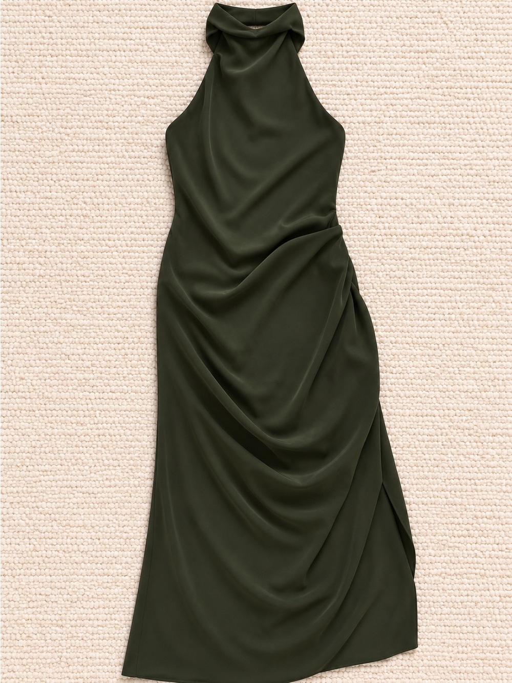 South Moon Under Olive Halter Draped Mini Dress